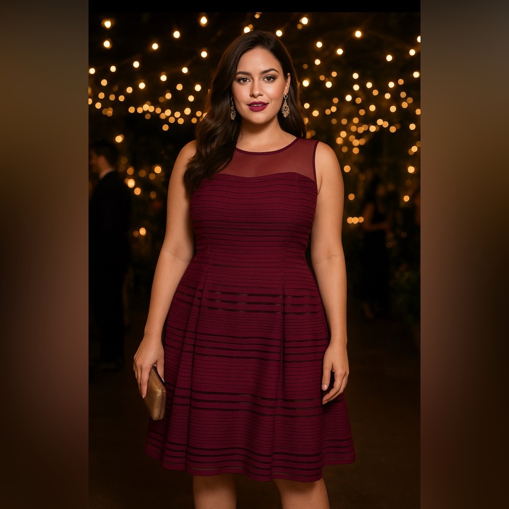 Torrid Chic stripped mesh slater cocktail dress